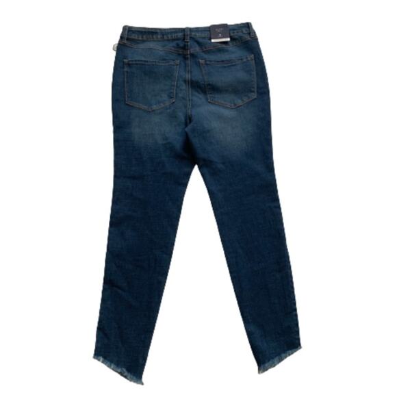 Kaari Blue Jeans Button Fly High Rise Frayed Hem Skinny Ankle Jeans Size 14 NEW - Picture 5 of 14